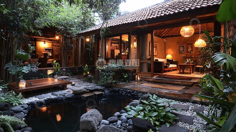 高清大图下载【趣麦麦图】庭院别墅夜景