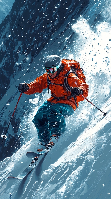 雪山滑雪运动员