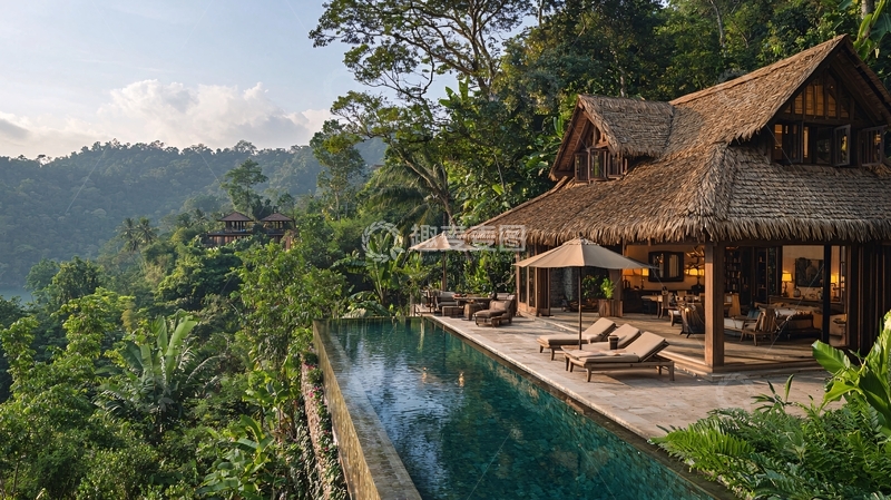 高清大图下载【趣麦麦图】热带雨林别墅泳池
