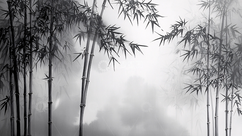 高清大图下载【趣麦麦图】水墨画竹子