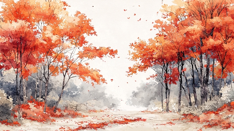 高清大图下载【趣麦麦图】水彩写意秋景