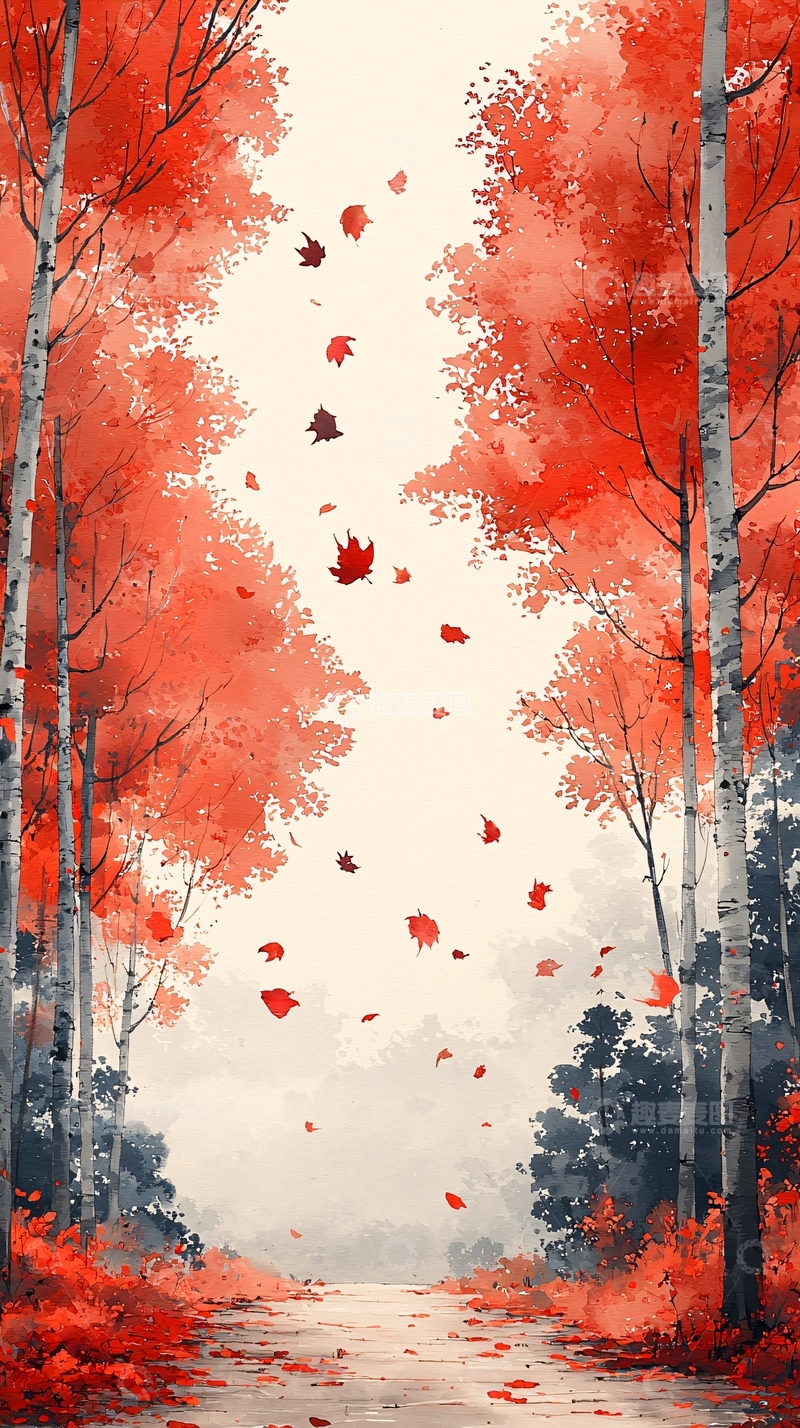 高清大图下载【趣麦麦图】红叶小路