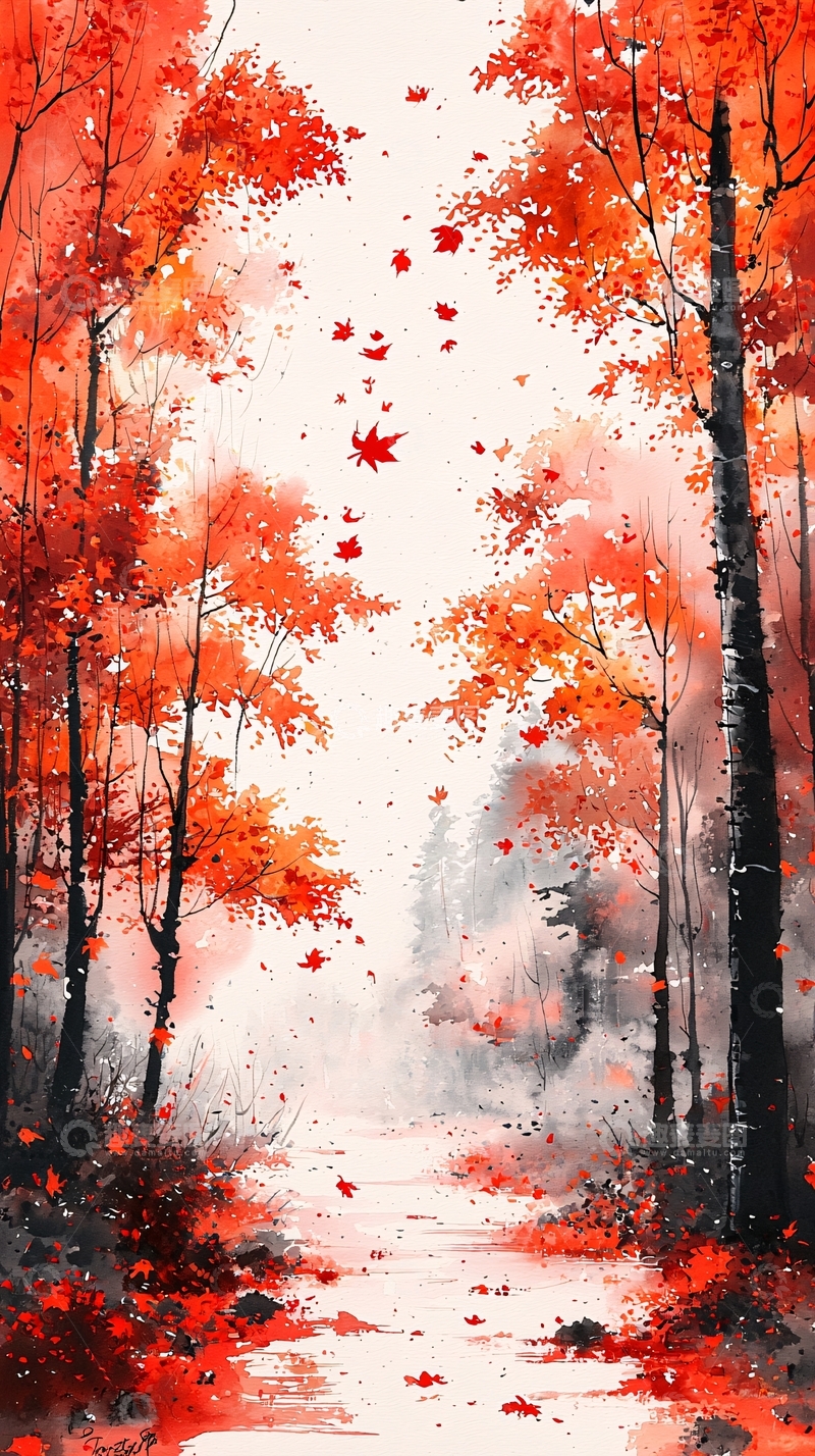 高清大图下载【趣麦麦图】红叶小路