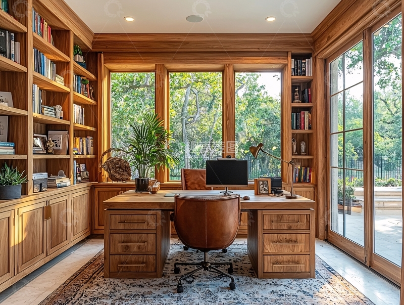 高清大图下载【趣麦麦图】木质书房