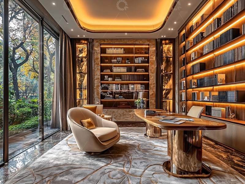 高清大图下载【趣麦麦图】高端奢华书房设计