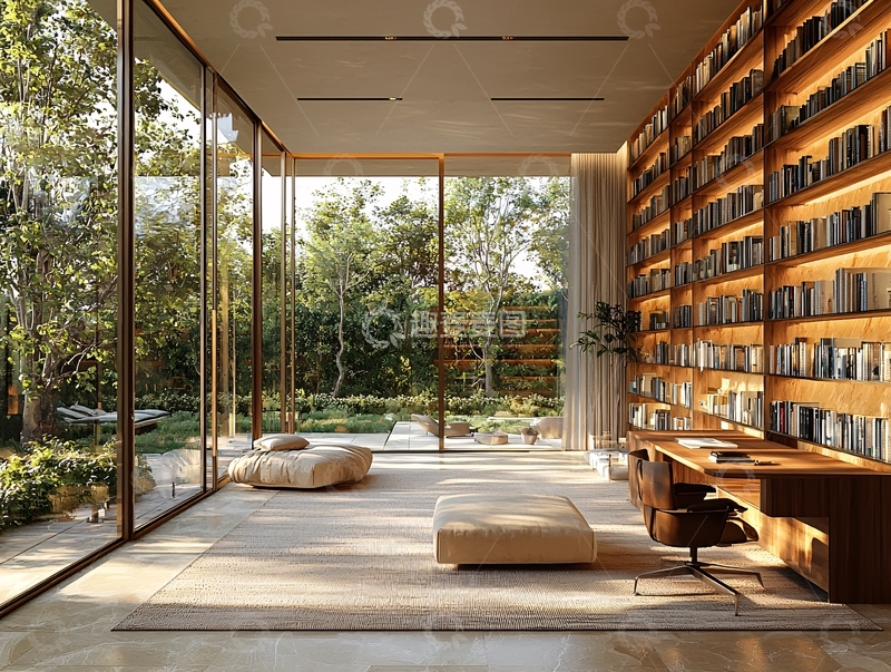 高清大图下载【趣麦麦图】极简现代书房设计