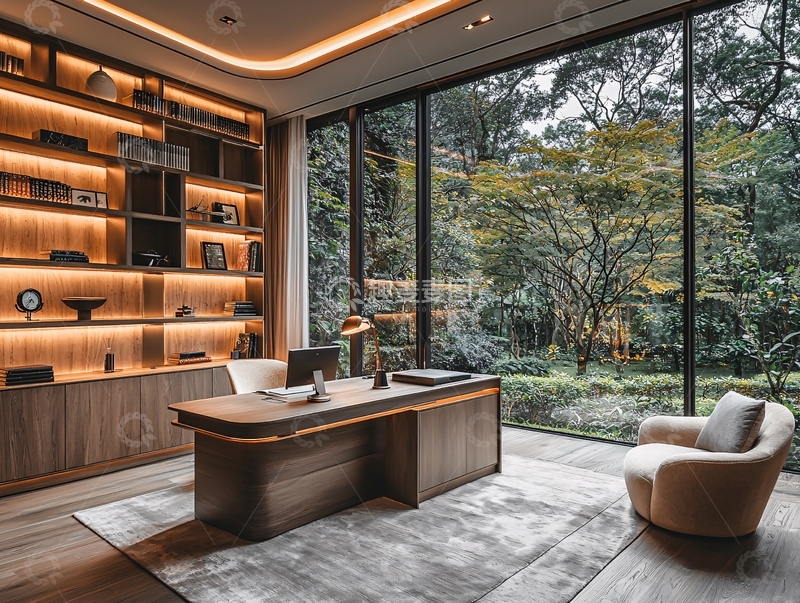 高清大图下载【趣麦麦图】现代简约书房设计