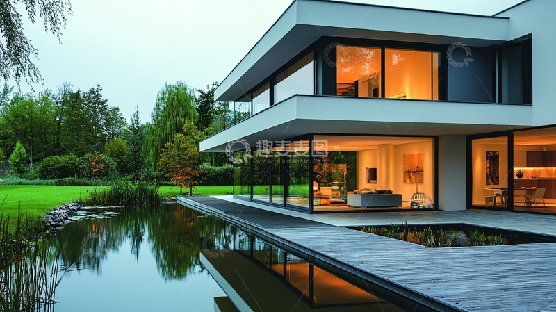 高清大图下载【趣麦麦图】现代简约别墅夜景