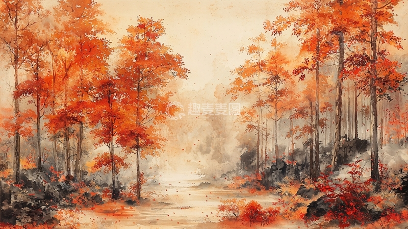 高清大图下载【趣麦麦图】秋季森林意境图