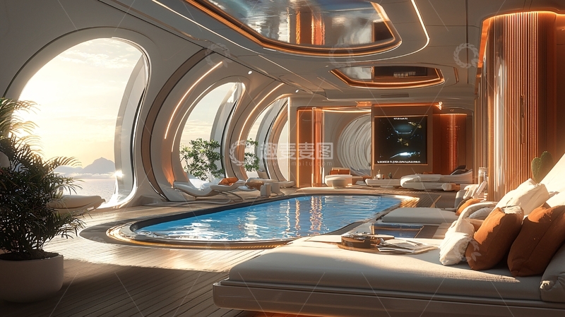 高清大图下载【趣麦麦图】未来感室内泳池