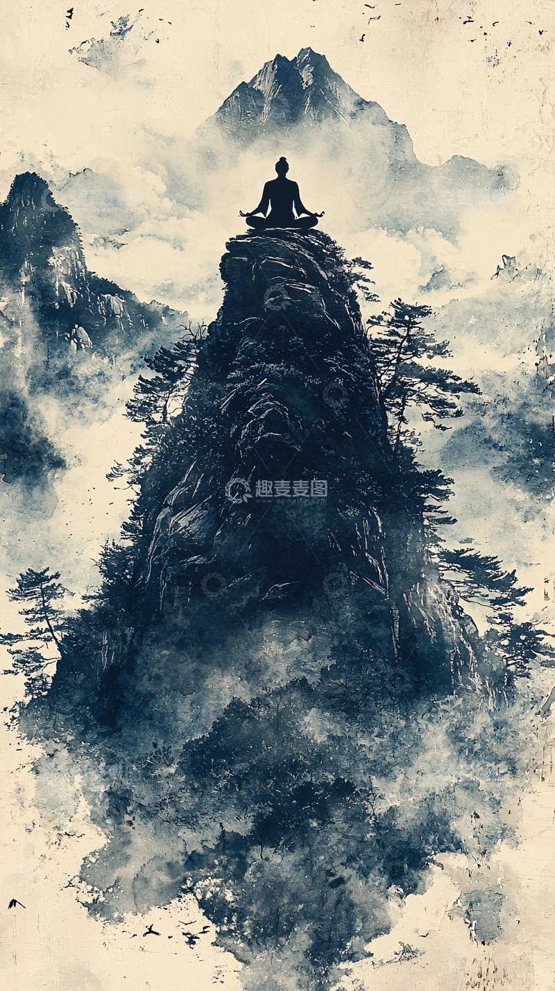高清大图下载【趣麦麦图】山顶禅修