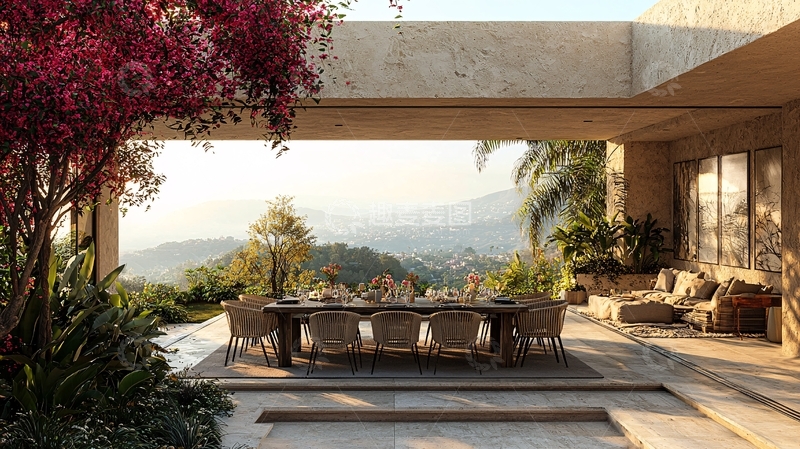 高清大图下载【趣麦麦图】山景户外用餐区