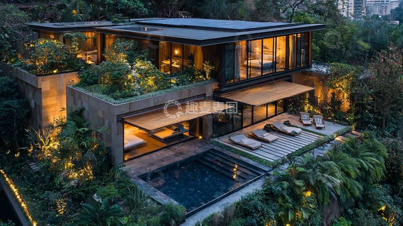 高清大图下载【趣麦麦图】山顶别墅夜景