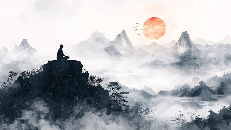 高清大图下载【趣麦麦图】禅意山水画