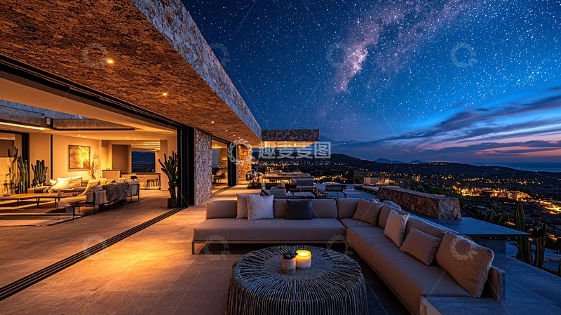 高清大图下载【趣麦麦图】星空下的豪宅夜景