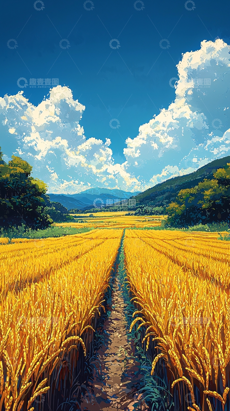 高清大图下载【趣麦麦图】金色麦田小路