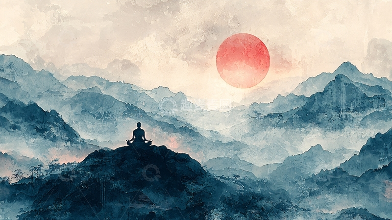 高清大图下载【趣麦麦图】静坐山顶日出