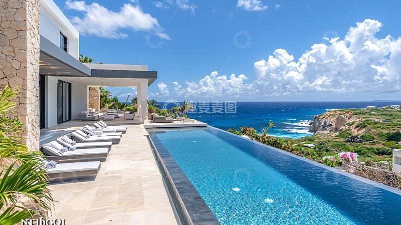 高清大图下载【趣麦麦图】海景别墅无边泳池
