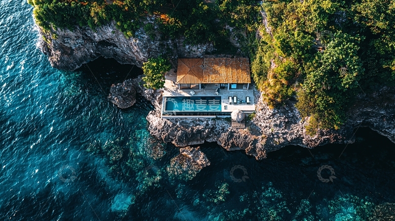 高清大图下载【趣麦麦图】海边崖壁别墅