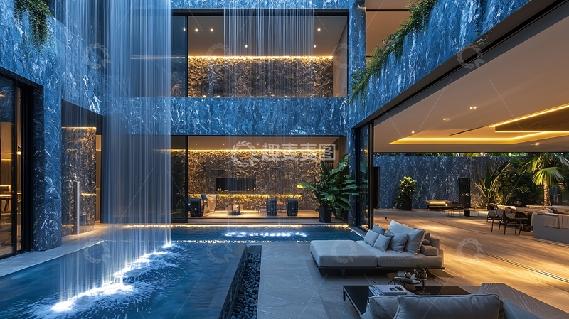 高清大图下载【趣麦麦图】室内瀑布庭院设计
