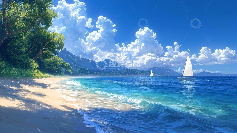 高清大图下载【趣麦麦图】阳光沙滩海边风景