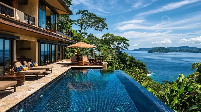 高清大图下载【趣麦麦图】海景别墅泳池