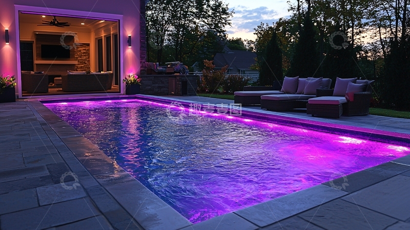 高清大图下载【趣麦麦图】夜晚泳池灯光