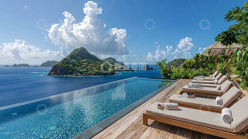 高清大图下载【趣麦麦图】海景无边泳池度假别墅