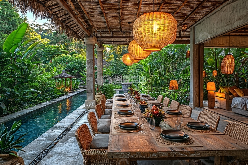 高清大图下载【趣麦麦图】热带度假别墅户外用餐区