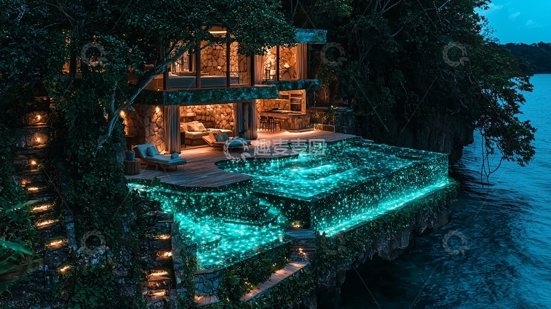高清大图下载【趣麦麦图】海边崖顶奢华别墅