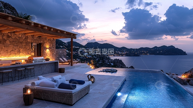 高清大图下载【趣麦麦图】海景别墅夜景