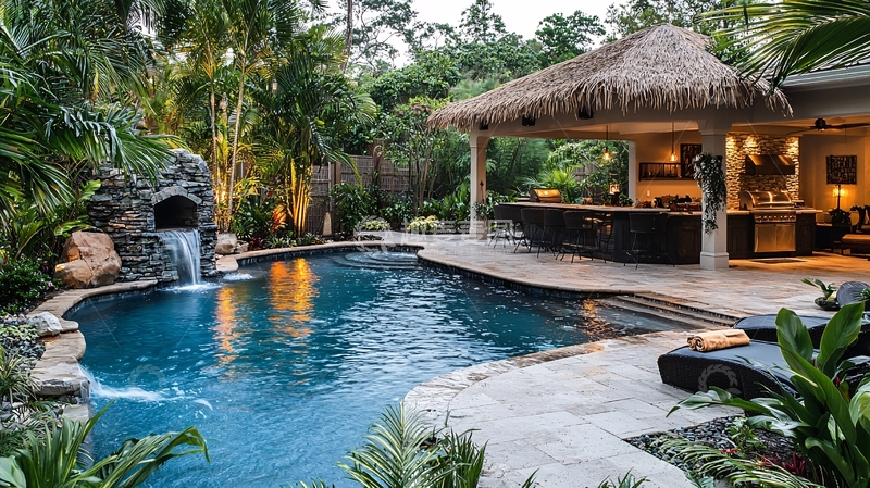 高清大图下载【趣麦麦图】热带风格泳池景观