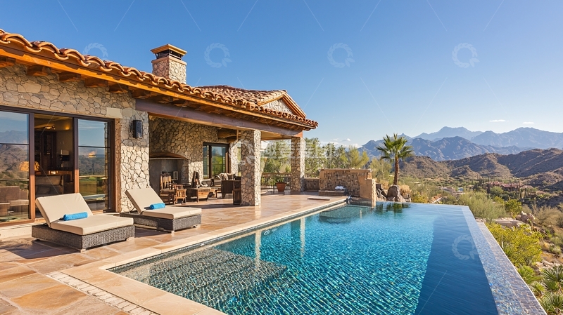 高清大图下载【趣麦麦图】山顶别墅泳池景观