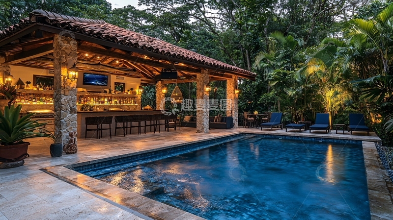 高清大图下载【趣麦麦图】泳池酒吧户外休闲区