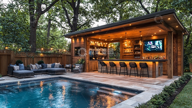 高清大图下载【趣麦麦图】户外泳池酒吧