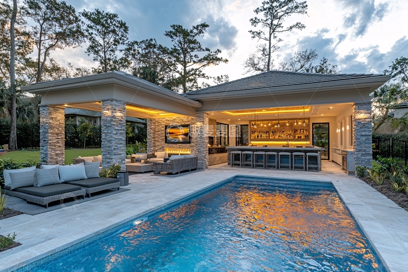 高清大图下载【趣麦麦图】户外泳池别墅