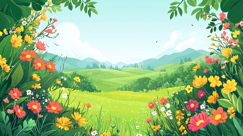 高清大图下载【趣麦麦图】绿色田园花海