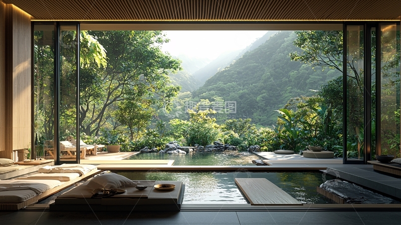 高清大图下载【趣麦麦图】极简日式山水庭院别墅