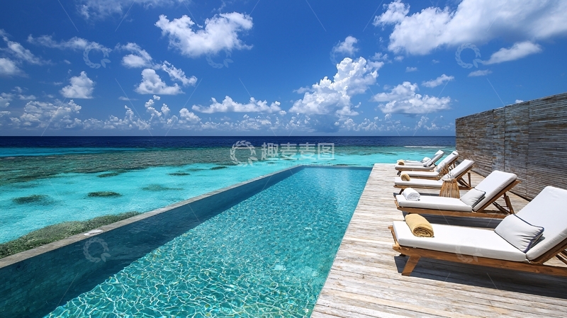 高清大图下载【趣麦麦图】马尔代夫海景泳池别墅