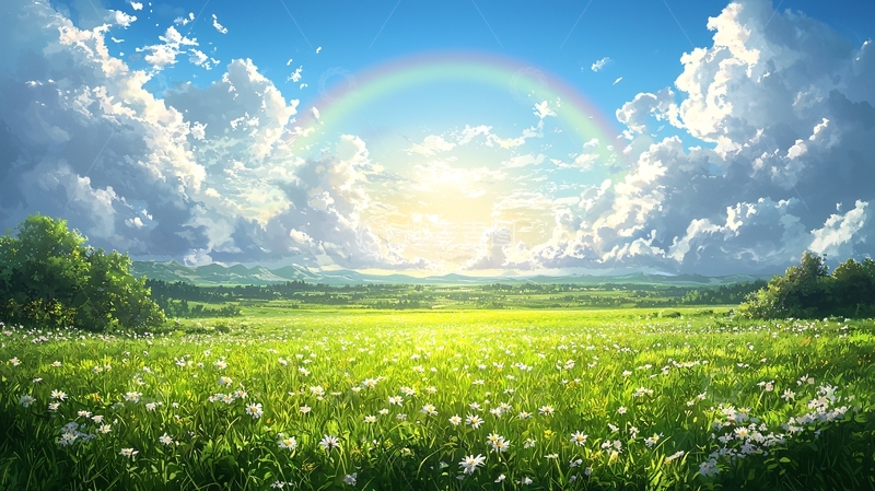 高清大图下载【趣麦麦图】彩虹田野阳光