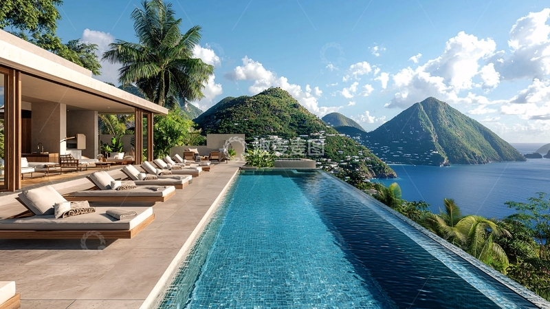 高清大图下载【趣麦麦图】山顶无边泳池度假别墅