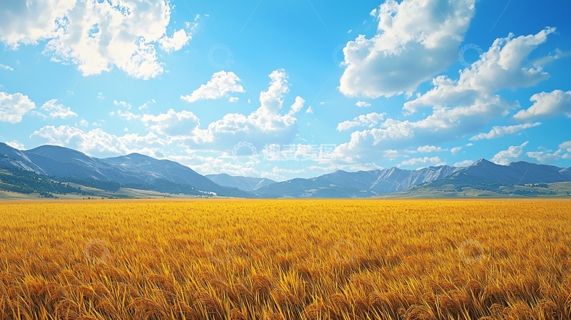 高清大图下载【趣麦麦图】阳光明媚下的金黄麦田