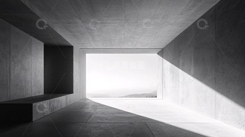高清大图下载【趣麦麦图】极简灰色水泥建筑空间