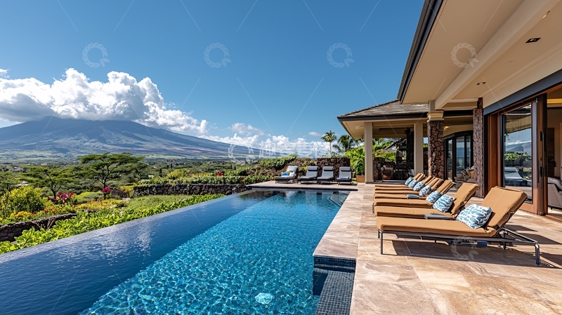 高清大图下载【趣麦麦图】度假别墅泳池景观