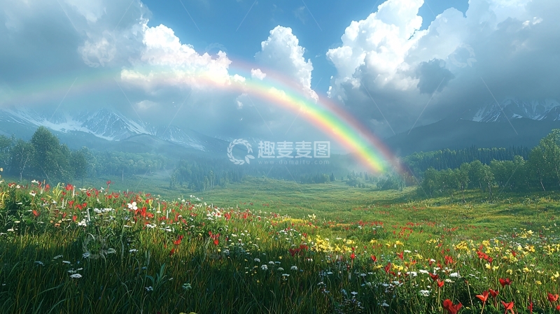 高清大图下载【趣麦麦图】彩虹田野风景