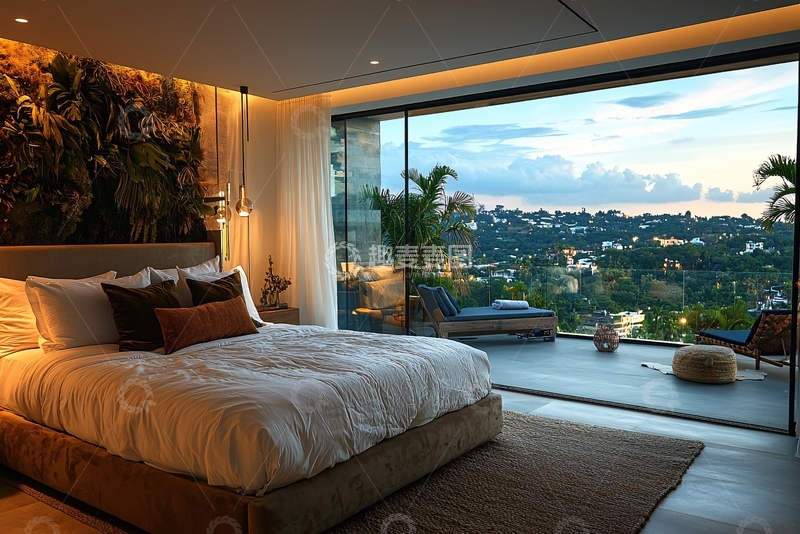 高清大图下载【趣麦麦图】极简风卧室夜景