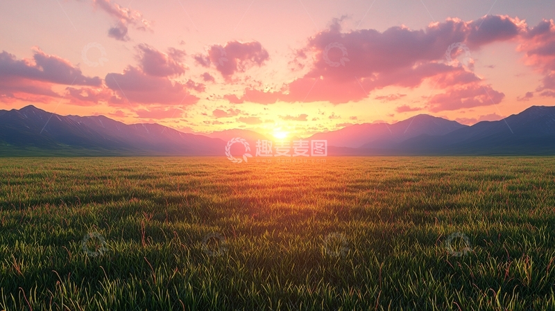 高清大图下载【趣麦麦图】日落草原
