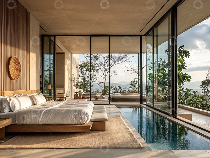 高清大图下载【趣麦麦图】现代极简风酒店套房