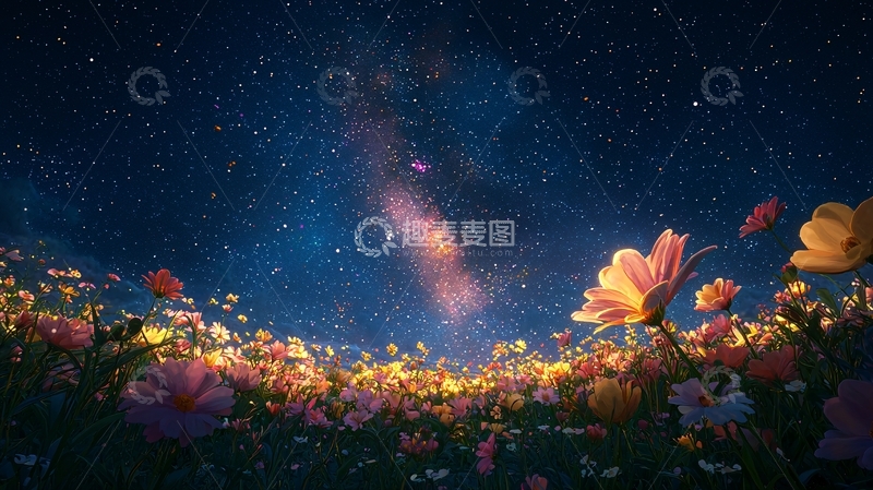 高清大图下载【趣麦麦图】星空花海