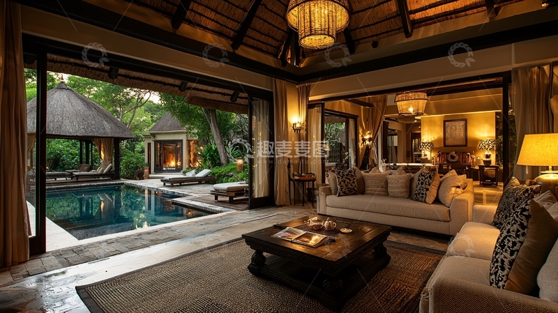 高清大图下载【趣麦麦图】豪华别墅泳池景观